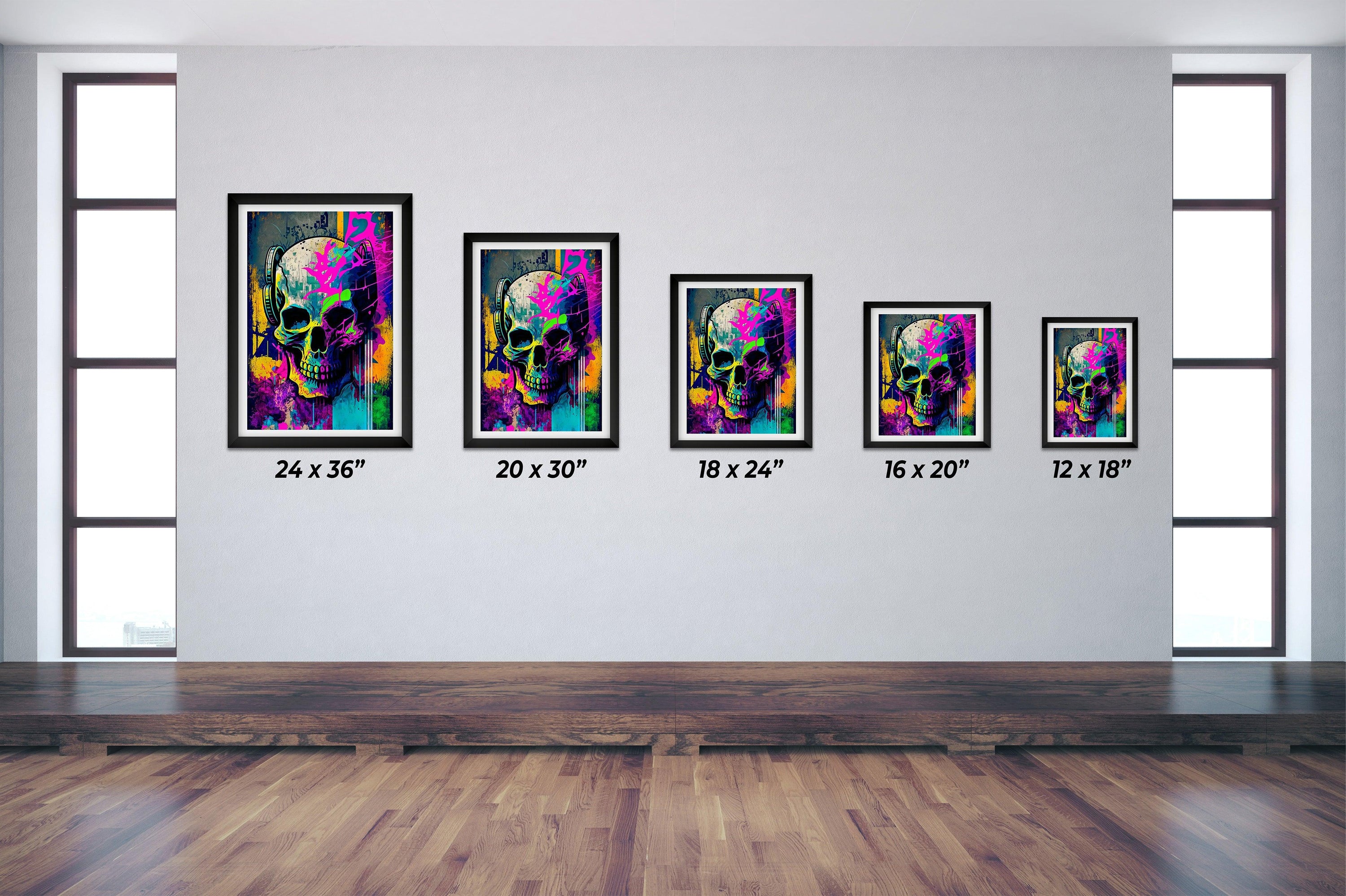 Retro Skull Graffiti Street Art Wall Art | Vintage 90s Spray Paint Pop Art Poster Illustration - Vivid Roads