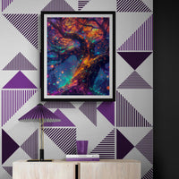 Cosmic Nature Art Poster | Astral Canopy | Luminous Tree Dreams v2 - Vivid Roads