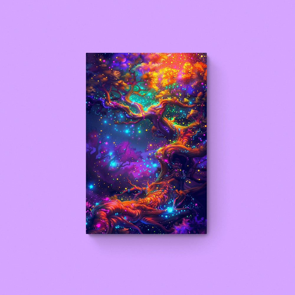 Psychedelic Tree Art Poster | Ethereal Glow | Luminous Tree Dreams v1 - Vivid Roads
