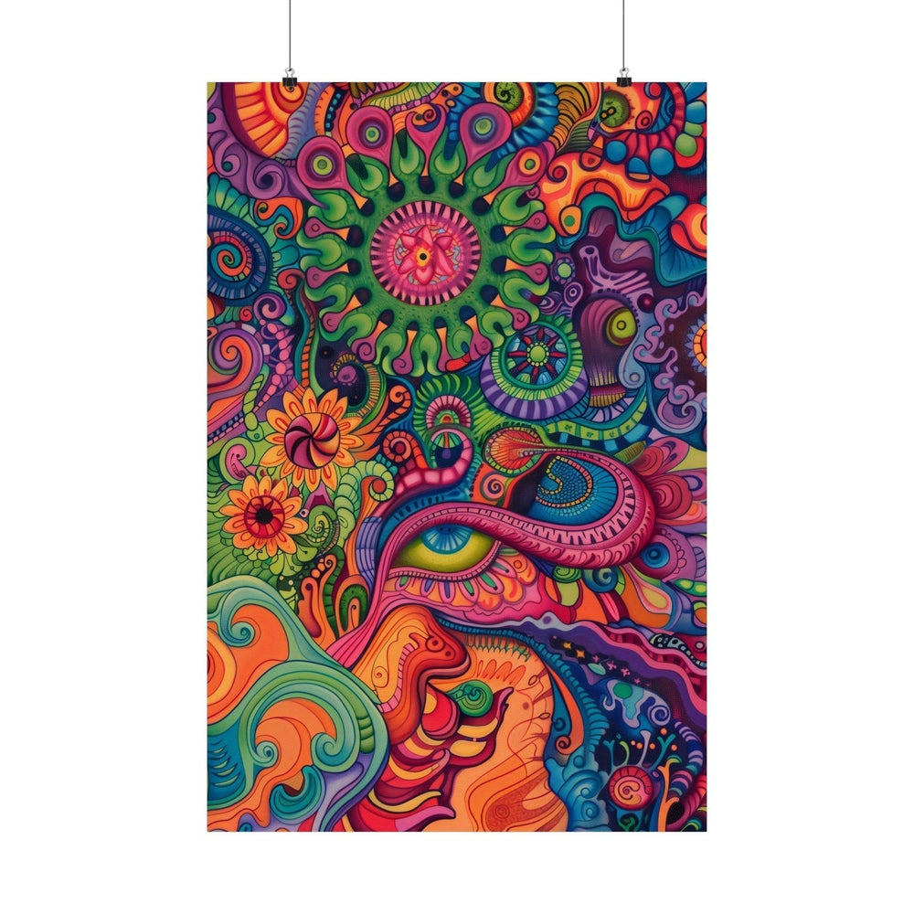 Surreal DMT Psychedelia Art Print v.2 | Psychedelic Face Wall Art | Artistic Home Decor Poster - Vivid Roads