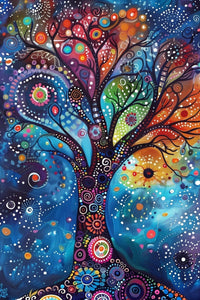 Trippy Kaleidoscope - Arboretum Art v.3 | Psychedelic Tree Wall Decor | Unique Abstract Illustration Print - Vivid Roads