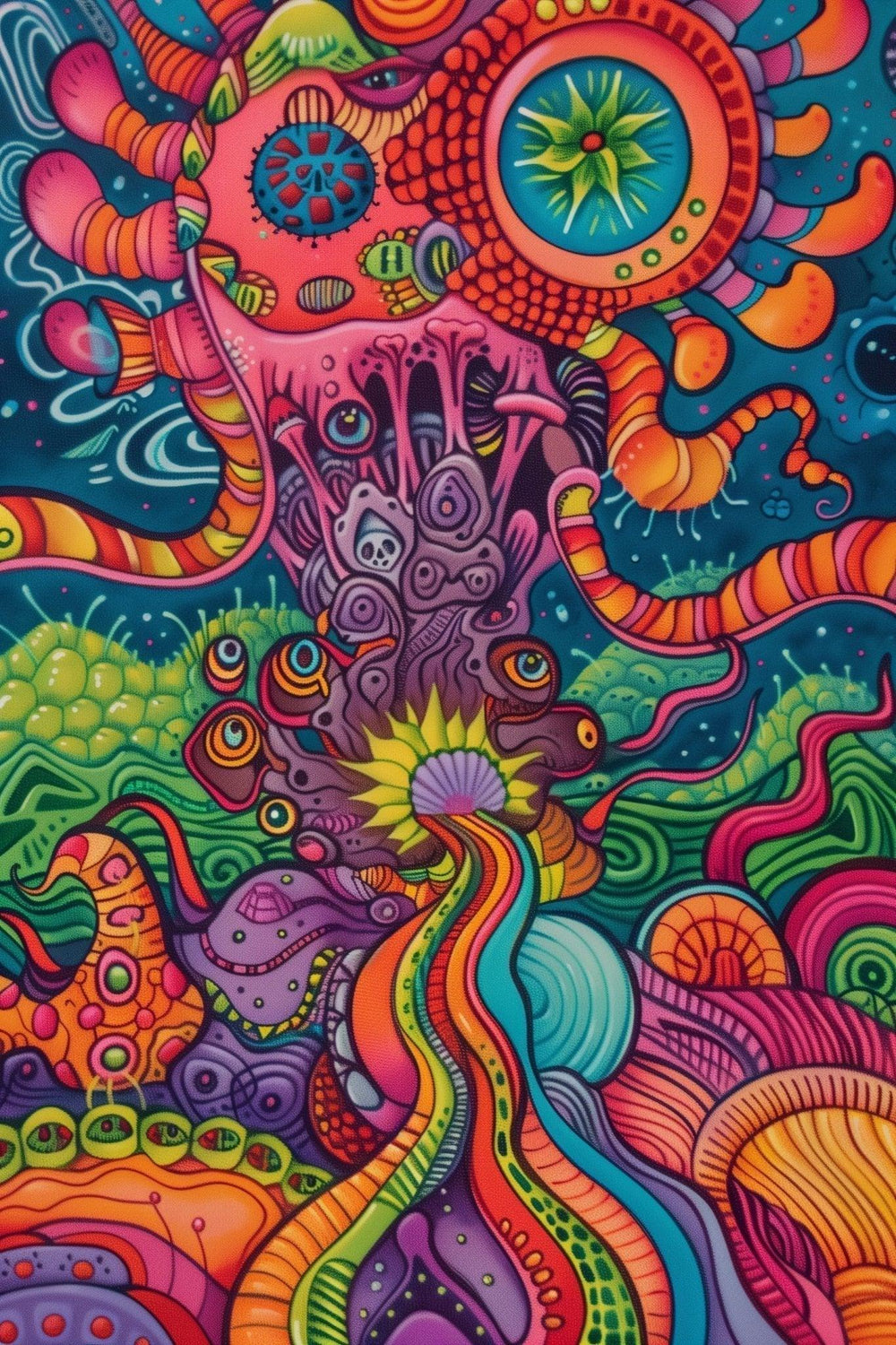 Vibrant DMT Psychedelia Art v.4 | Abstract Visionary Poster | Eye - Catching Wall Decor - Vivid Roads