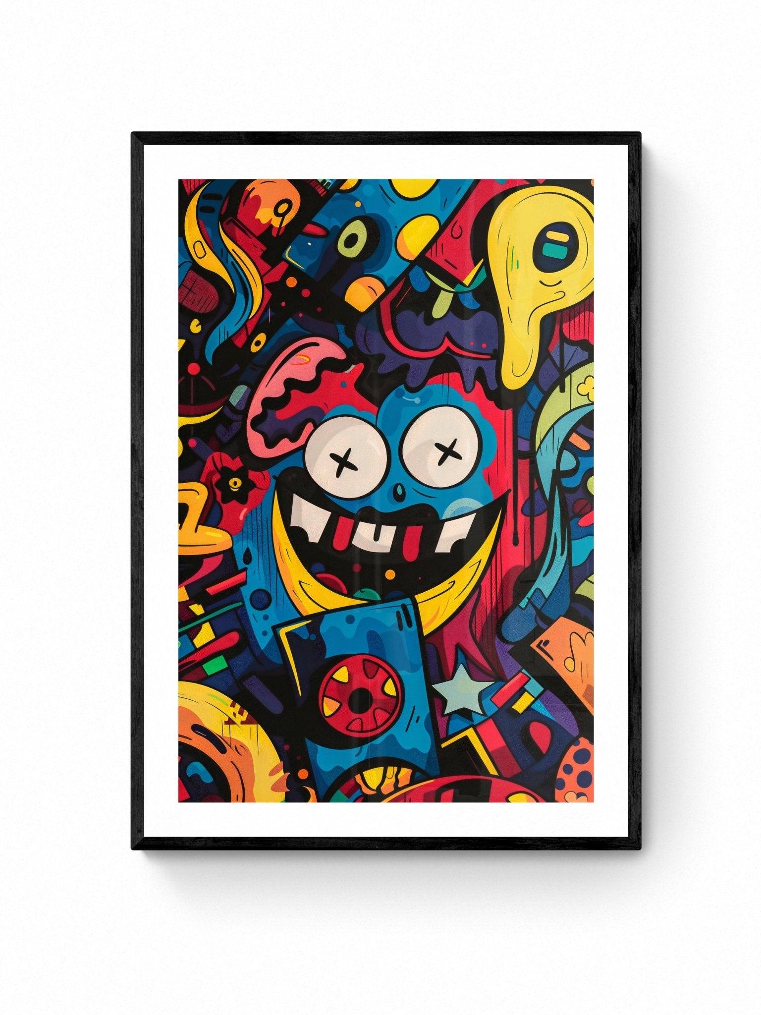 Vibrant Emoji Graffiti Art Print | Bold and Colorful Urban Wall Decor - Vivid Roads