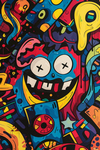 Vibrant Emoji Graffiti Art Print | Bold and Colorful Urban Wall Decor - Vivid Roads
