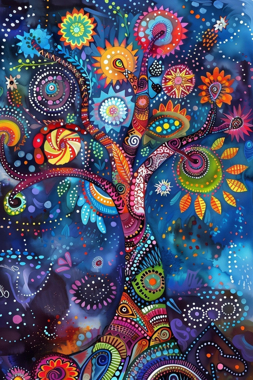 Vibrant Kaleidoscope - Arboretum Tree Art v.4 | Abstract Nature Poster | Eye - Catching Wall Decor - Vivid Roads