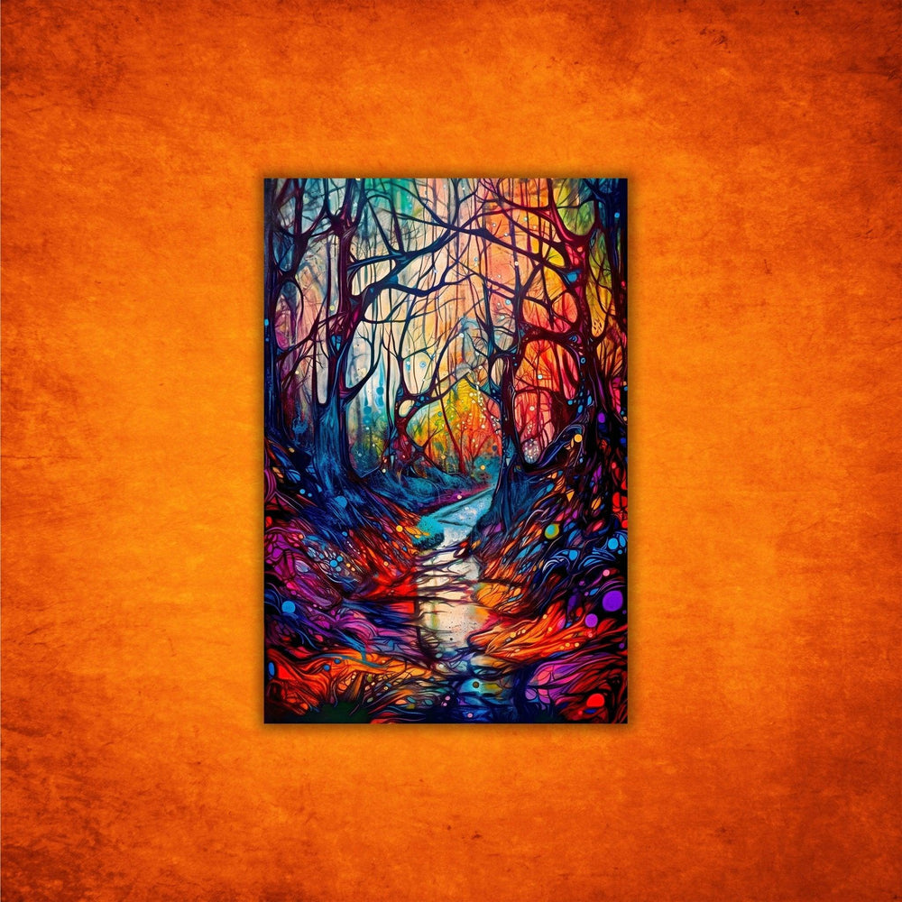 Abstract Enchanted Magical Forest Woods Wall Art | Modern Wall Decoration Illustration Print - Vivid Roads