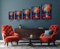 Abstract Enchanted Magical Forest Woods Wall Art | Modern Wall Decoration Illustration Print - Vivid Roads