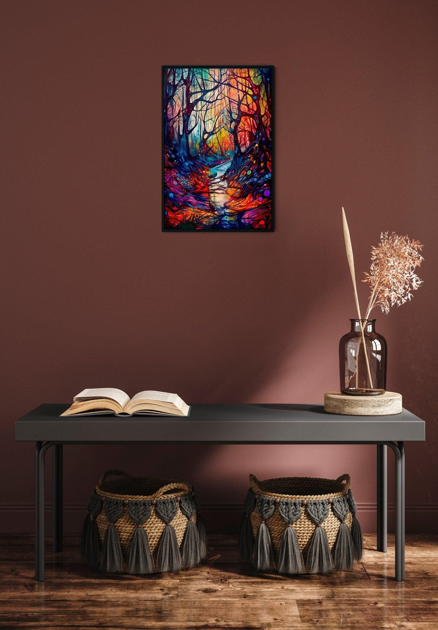 Abstract Enchanted Magical Forest Woods Wall Art | Modern Wall Decoration Illustration Print - Vivid Roads