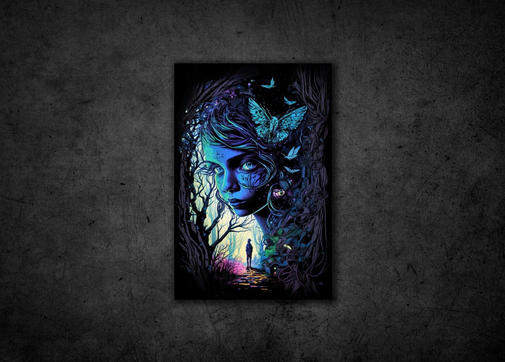 Abstract Surreal Fantasy Wall Art | Enchanted Woods Witchy Trippy Illustration - Vivid Roads