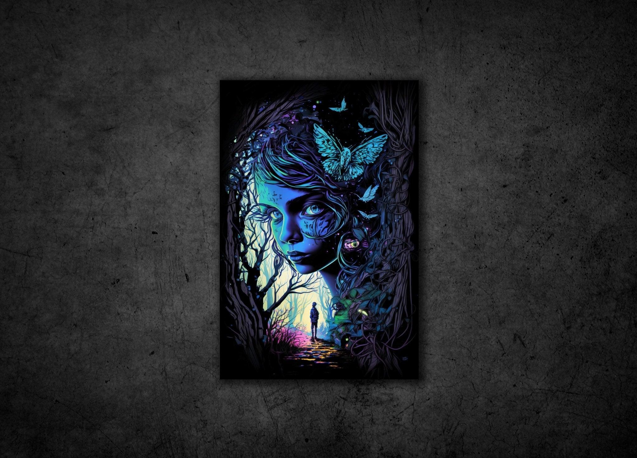 Abstract Surreal Fantasy Wall Art | Enchanted Woods Witchy Trippy Illustration - Vivid Roads