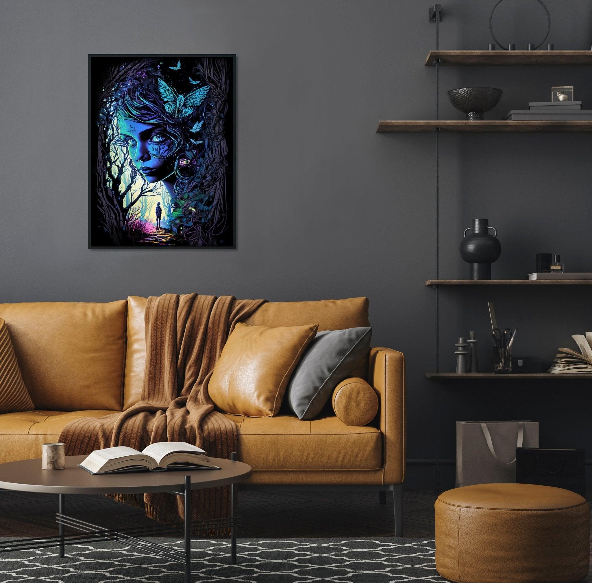 Abstract Surreal Fantasy Wall Art | Enchanted Woods Witchy Trippy Illustration - Vivid Roads