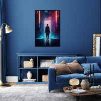 Cyberpunk Sci-Fi Wall Art | Neo Futuristic Dystopian Surreal Art Print | Cyber Walk - Vivid Roads