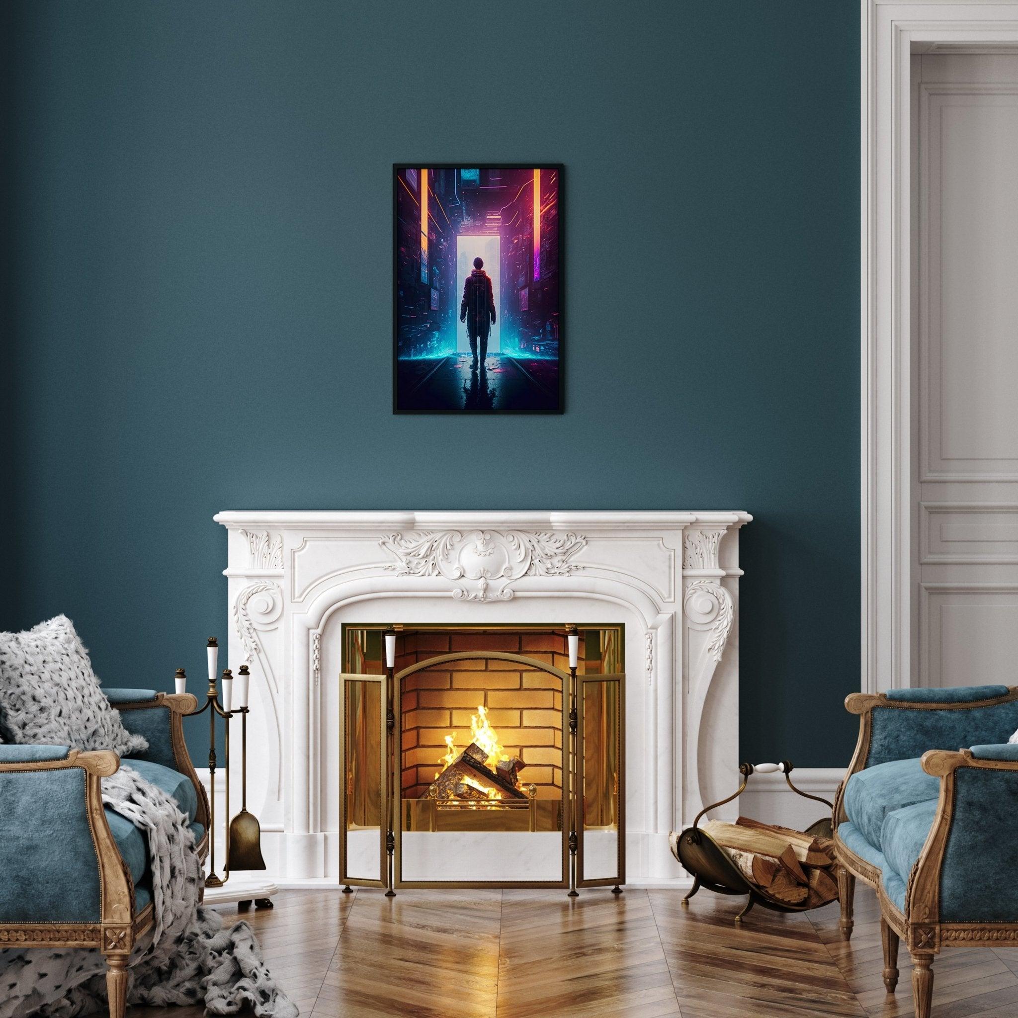 Cyberpunk Sci-Fi Wall Art | Neo Futuristic Dystopian Surreal Art Print | Cyber Walk - Vivid Roads