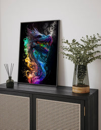 Dragon Sci-Fi Wall Art | Modern Watercolor Fantasy Illustration Poster V.1 - Vivid Roads