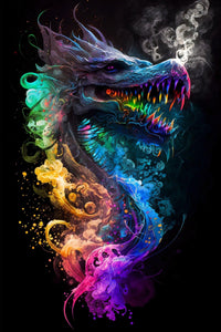 Dragon Sci-Fi Wall Art | Modern Watercolor Fantasy Illustration Poster V.1 - Vivid Roads