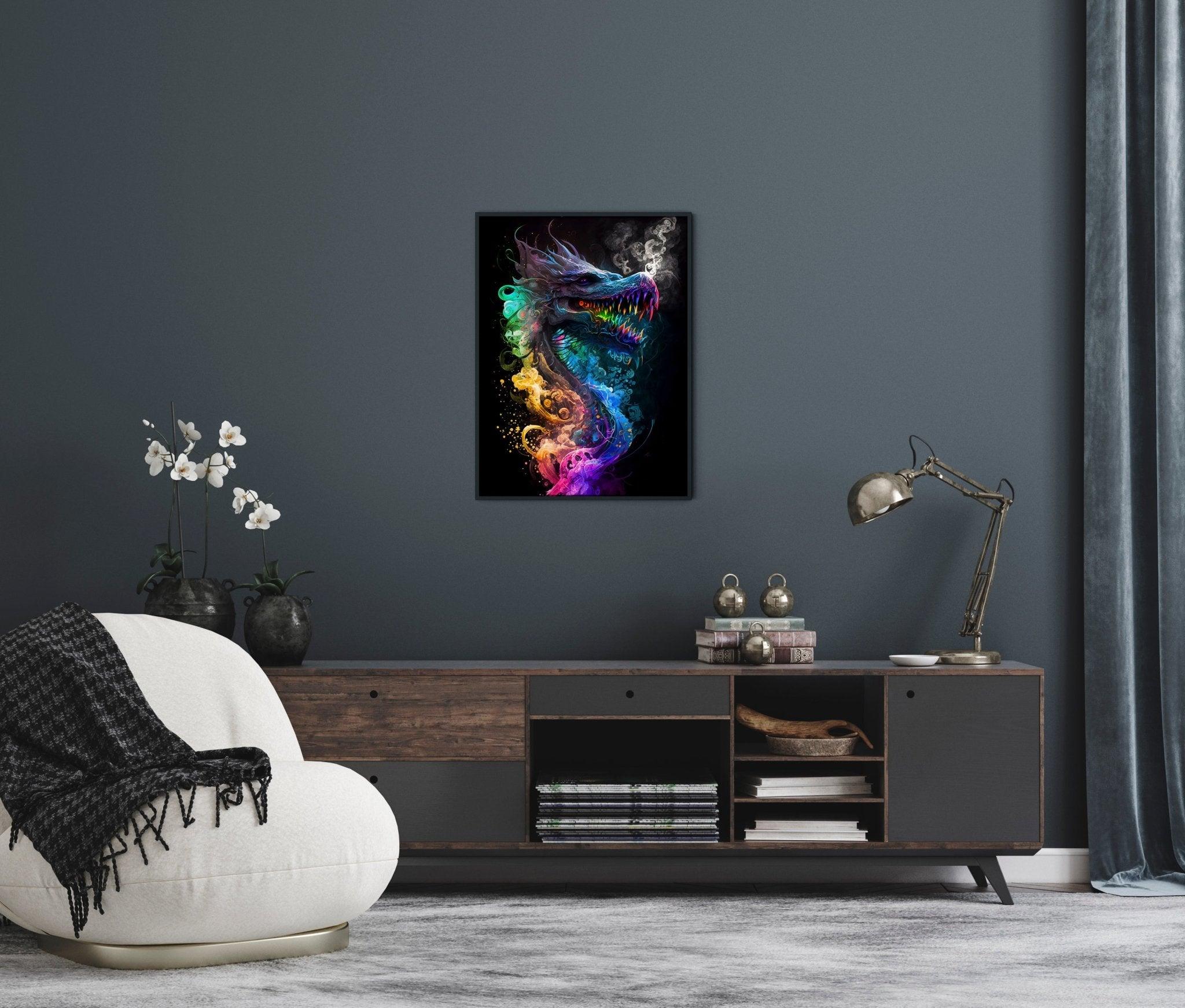 Dragon Sci-Fi Wall Art | Modern Watercolor Fantasy Illustration Poster V.1 - Vivid Roads