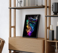Dragon Sci-Fi Wall Art | Modern Watercolor Fantasy Illustration Poster V.1 - Vivid Roads