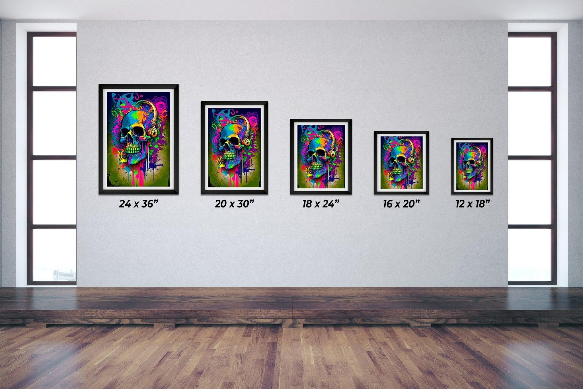 Retro Skull Graffiti Street Art Wall Art | Vintage 90s Spray