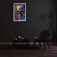 Retro Skull Graffiti Street Art Wall Art | Vintage 90s Spray Paint Pop Art Poster Illustration | Urban Statement Print Hip Hop Music Gothic - Vivid Roads