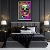 Retro Skull Graffiti Street Art Wall Art | Vintage 90s Spray Paint Pop Art Poster Illustration | Urban Statement Print Hip Hop Music Gothic - Vivid Roads