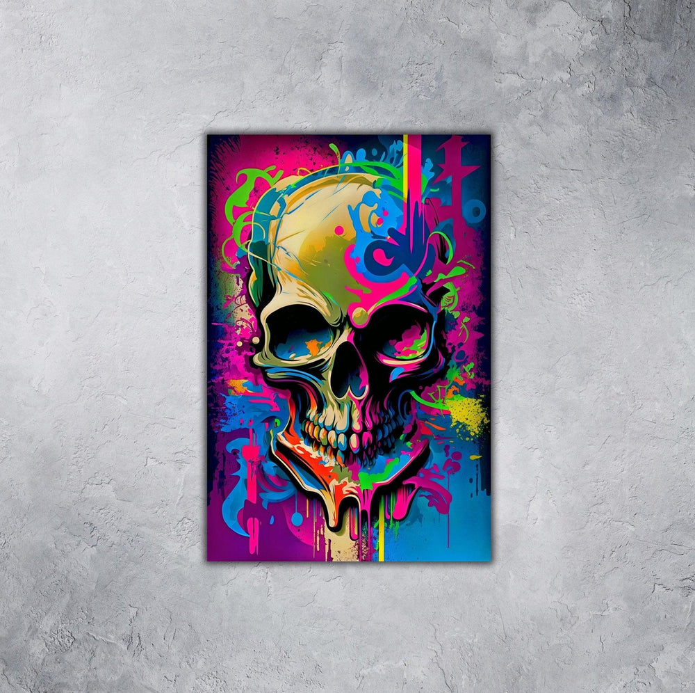 Retro Skull Graffiti Street Art Wall Art | Vintage 90s Spray Paint Pop Art Poster Illustration | Urban Statement Print Hip Hop Music Gothic - Vivid Roads