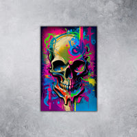 Retro Skull Graffiti Street Art Wall Art | Vintage 90s Spray Paint Pop Art Poster Illustration | Urban Statement Print Hip Hop Music Gothic - Vivid Roads
