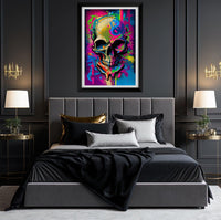Retro Skull Graffiti Street Art Wall Art | Vintage 90s Spray Paint Pop Art Poster Illustration | Urban Statement Print Hip Hop Music Gothic - Vivid Roads
