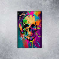 Retro Skull Graffiti Street Art Wall Art | Vintage 90s Spray Paint Pop Art Poster Illustration | Urban Statement Print Hip Hop Music Gothic - Vivid Roads