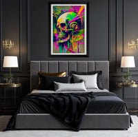 Retro Skull Graffiti Street Art Wall Art | Vintage 90s Spray Paint Pop Art Poster Illustration | Urban Statement Print Hip Hop Music Gothic - Vivid Roads