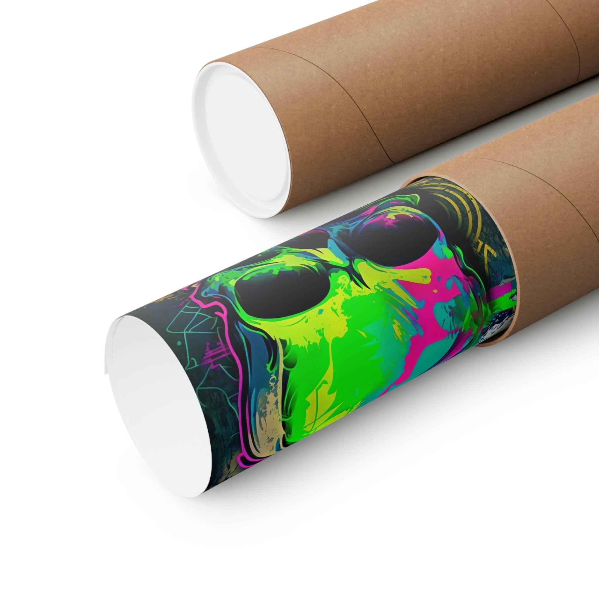 Retro Skull Graffiti Street Art Wall Art | Vintage 90s Spray Paint Pop Art Poster Illustration | Urban Statement Print Hip Hop Music Gothic - Vivid Roads
