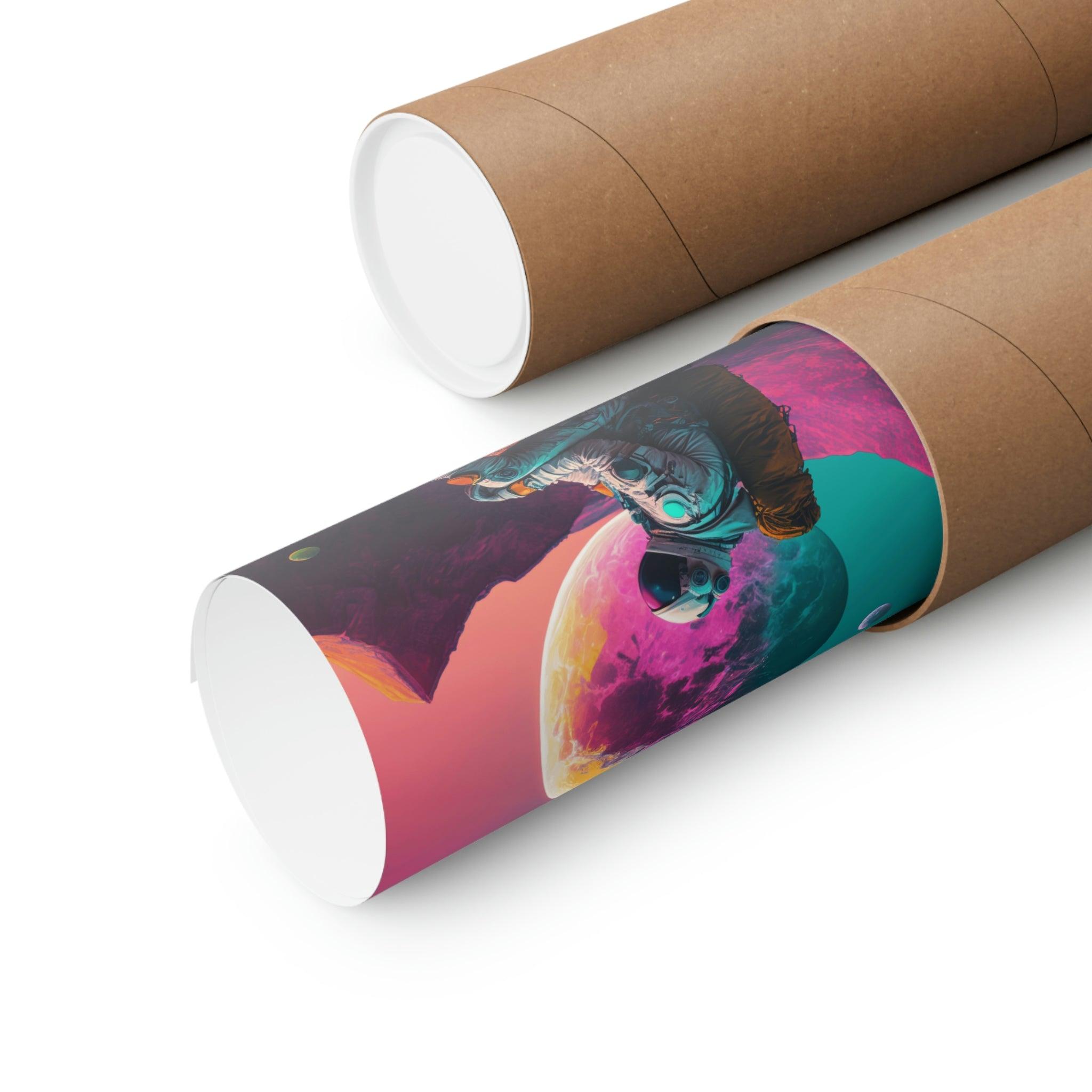 Space Astronaut Wall Art | Retro Illustration Universe Galaxy Sci-Fi Fantasy Print - Vivid Roads