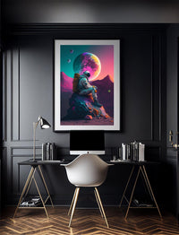 Space Astronaut Wall Art | Retro Illustration Universe Galaxy Sci-Fi Fantasy Print - Vivid Roads