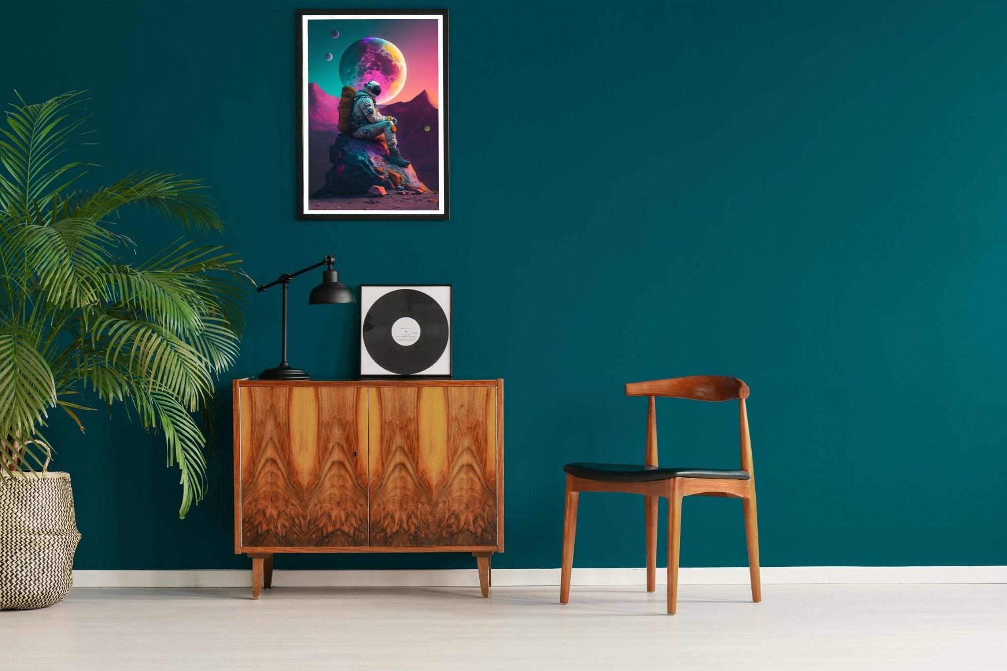 Space Astronaut Wall Art | Retro Illustration Universe Galaxy Sci-Fi Fantasy Print - Vivid Roads