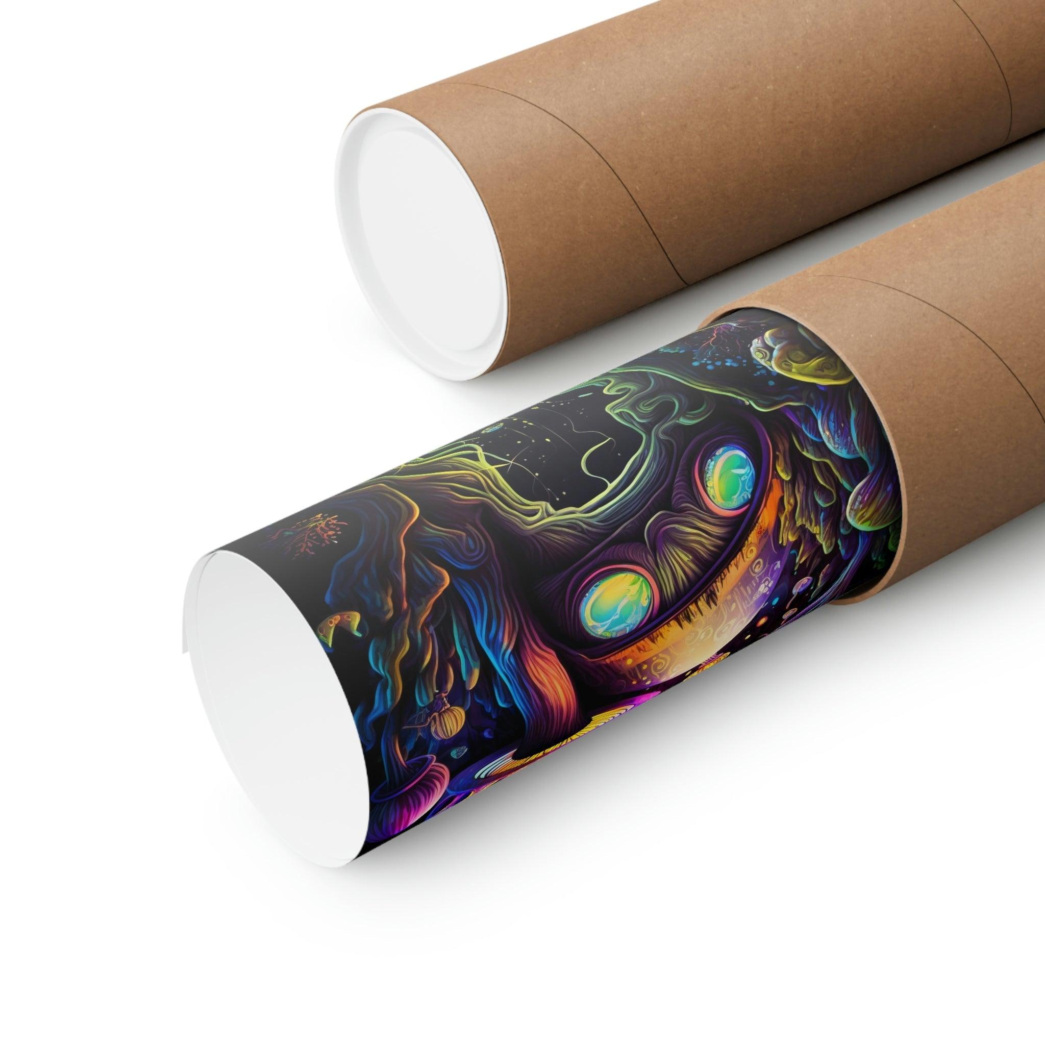 Trippy Psychedelic Abstract Wall Art | Surreal Magic Mushroom Forest Fantasy Illustration - Vivid Roads