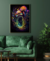 Trippy Psychedelic Abstract Wall Art | Surreal Magic Mushroom Forest Fantasy Illustration - Vivid Roads
