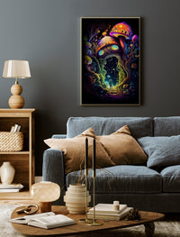 Trippy Psychedelic Abstract Wall Art | Surreal Magic Mushroom Forest Fantasy Illustration - Vivid Roads