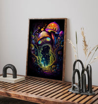 Trippy Psychedelic Abstract Wall Art | Surreal Magic Mushroom Forest Fantasy Illustration - Vivid Roads